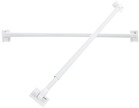 Lurrose 2 Piezas Barra de Cortina Pequeña Extensible de Plástico con Gancho Adhesivo Ajustable para Ventanas y Visillos para Habitaciones y Hoteles Fácil Instalación y Desmontaje