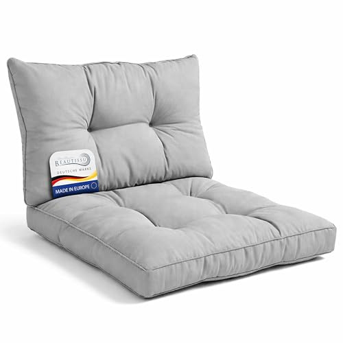 Beautissu Lounge Auflagen Set Sitzkissen & Rückenkissen für Rattan Stühle