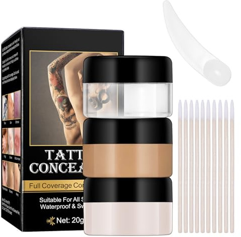 EONFAVE Body concealer 2 färger, kropps-make-up skydd vattentät svettbeständig långvarig, blandade hudtoner för naturlig finish, stark täckning för tatueringar och ojämnheter