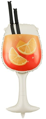 Palloncino da cocktail in vetro, 100 cm, XXL, per feste, colore arancione e nero, adatto per elio, decorazione per compleanni, cocktail, addio al nubilato ed eventi