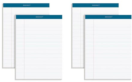 TOPS Docket Writing Pads, 8-1/2 x 11-3/4, Narrow Rule, White Paper, 100 Sheets, 4 Pack (99612)