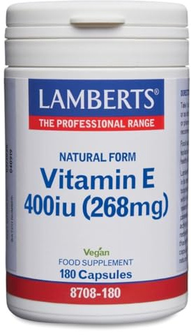 Lamberts Natural Vitamin E 400iu – d-Alpha Tocopherol for Antioxidant Protection – Gelatin-Free – 60 Vegan Capsules