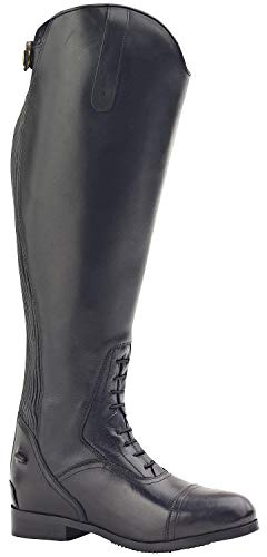 Ovation Women's Comfortable Durable Stylish Equestrian Horse Riding Tall Extra Wide Calf Genuine Leather Flex Plus Field Boot, Black, Size 8 X-Wide Regular
