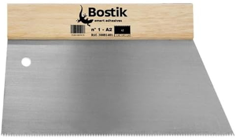 Bostik SPATULE n° 1-A2 pour Colles Acryliques, Spatule en Acier Inoxydable, Poignée en Bois, Application Précise et Uniforme de l'Adhésif sur Différentes Surfaces, Durable et Facile à Manipuler, 1