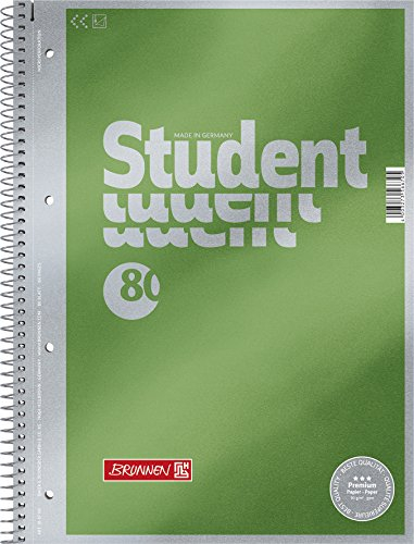 BRUNNEN Collegeblock Premium Student | A4, Lineatur 20, 80 Blatt, grün