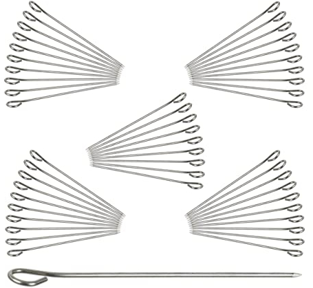 Relaxdays 100 Rouladennadeln im Set, Spicknadeln aus Edelstahl, Fleischnadeln 11 cm, Silber