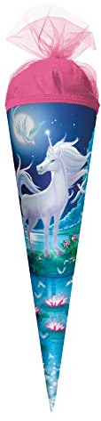 ROTH Schultüte klein Mondschein-Einhorn 22cm rund mit Tüllverschluss