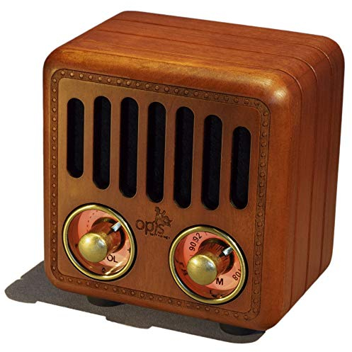 Opis Radio 2 – Mini Kirschholz Nostalgie Vintage Radio mit Bluetooth Lautsprecher im Retro Design Look aus Holz