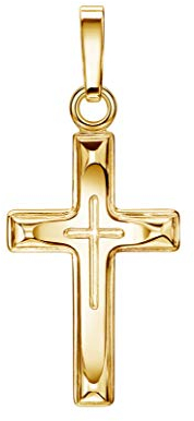 JEVELION Kreuz in Kreuz-Anhänger Goldkreuz Jesus Christus für Damen, Herren und Kinder als Kettenanhänger 585 Gold 14 Karat