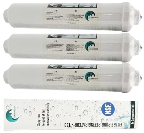 Desineo 3X Filtre à Eau pour Réfrigérateur Cartouche filtrante Compatible Tout Frigo Americain Ou Standard