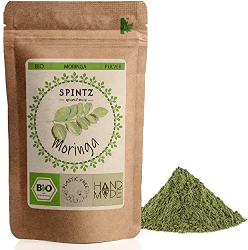 SPINTZ® 500g Bio Moringa Pulver - fein gemahlene Moringablätter - Blattpulver Moringa Oleifera - vegan - Ideal geeignet für Moringa Tee - aus kontrolliert biologischem Anbau | plastikfrei verpackt