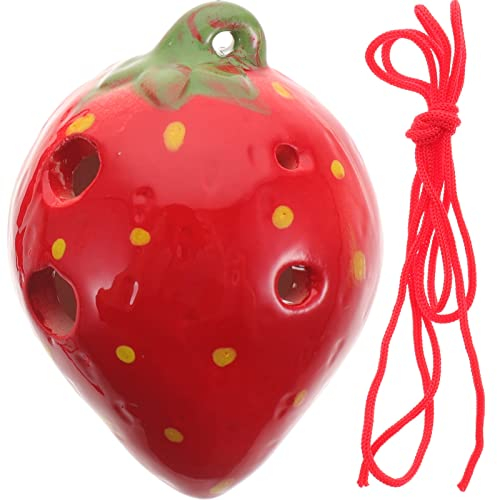 STOBOK Erdbeere Ocarina Erdbeer Ocarina 6-Loch Okarina Okarina Instrumente C Anhänger Okarina Erdbeerform Porzellan Blau Halskette Flöte Für Anfänger Kinder Erwachsene Rot
