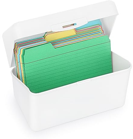 BTSKY Paquete de 1 caja de tarjetas de índice de 4 x 6 pulgadas, caja de tarjetas de índice, caja de tarjetas de recetas, organizador de almacenamiento de plástico para rellenar tarjetas de índice,