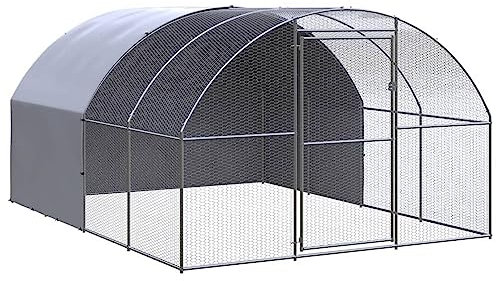 ZEYUAN Outdoor-Hühnerstall, Kaninchenstall, Legenester Für Hühner, Hühnerhaus, Hasenstall Draußen, 3x4x2 m Verzinkter Stahl