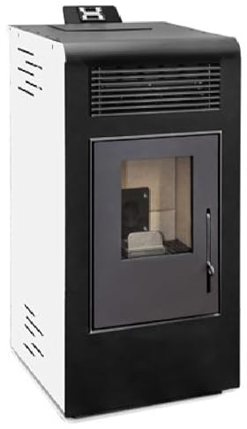 EIDER BIOMASA – Estufa de Pellets ALFA 12 – 12,83 kW – Calienta hasta 240 m³ – Tolva 15 kg – Cristal Limpio – Bajo Consumo – Silenciosa – Acabado Blanco – Clase Energética A+