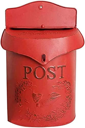 VXLTP Buzón clásico Grande de Estilo Americano, buzón de Pared, buzón Vintage para Exteriores, Caja Fuerte para Puerta de Entrada, buzón de Correos con Cerradura, de Acero galvanizado, Color Rojo