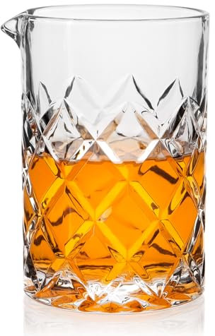 Cambareign Cocktail Mixing Glas, 550ml Kristall Cocktail Mixing Krug, Dicker Boden Bar Rührglas für Martini, Mojito, Manhattan