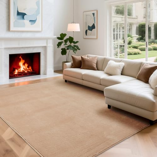 Puremy Alfombra de Salónde Pelo Corto, Suave, Moderna, de Color Liso, para Dormitorio, HabitacióN Infantil, 140 X 200 Cm, Beige