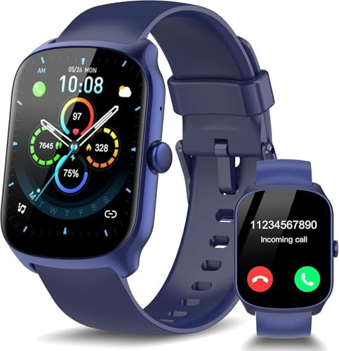 RSPK Smartklocka för män kvinnor Bluetooth-samtal, 2,7 tum HD böjd skärm smartklocka med puls/sömnskärm, 110 + sportlägen, IP68 vattentät fitnessklocka för Android iOS