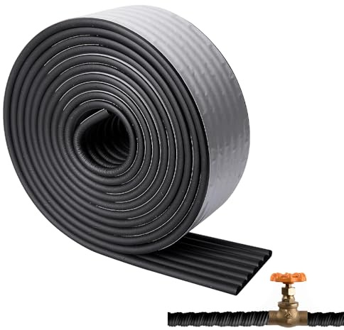 Riisoyu 5m Isolante in Schiuma per Tubi, Autoadesiva Protezione Tubi di Riscaldamento Tubi Dell'Acqua Efficace Materiale Cotone Isolante Termico Impermeabile Antigelo per Esterni Isolamento Acustico