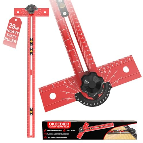 Squadra a T da Falegname 74cm Strumento di Misura con Angolo Regolabile 15-165°, Corpo in Lega di Alluminio, Guida per Foratura di Precisione per Falegnameria, Tecnico, Architettura e Artigianato