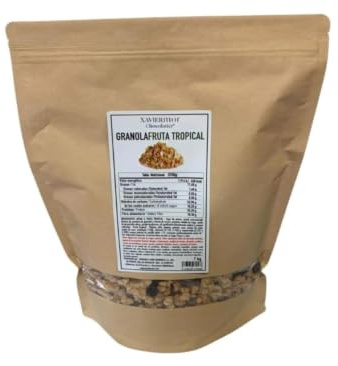 XAVIERMOR – Granola di Avena Croccante, 1 kg, con Frutta Tropicale – Colazione Sana ad Alto Contenuto di Fibre ed Energia Sostenuta