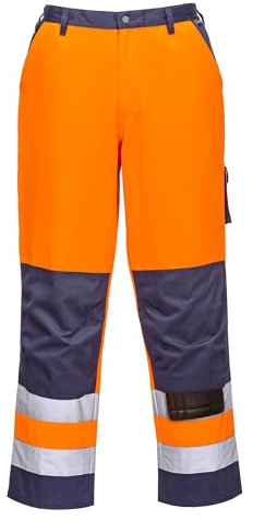 Portwest Lyon Hi-Vis Trouser, Size: L, Colour: Orange/Navy, TX51ONRL