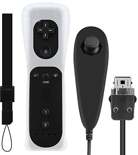 OSTENT Motion Sensor Fernbedienung + Wired Nunchuck Combo kompatibel für Nintendo Wii Konsole Farbe Schwarz