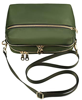 YANAIER Damen Umhängetasche Klein Mini Bag Sling Tasche Handtasche Frauen Mädchen Tasche mit Vielen Praktischen Taschen Nylon Schultertasche Armeegrün
