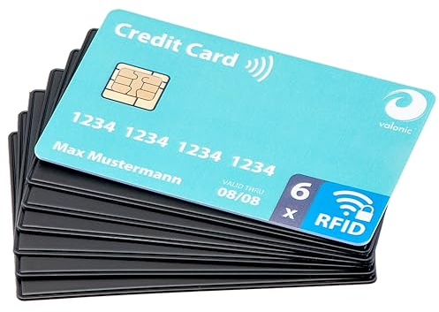 valonic DEKRA geprüfte RFID Blocker Karte gegen Datenklau - unglaublich dünn, schwarz - RFID NFC Schutz, Schutzkarte für Kreditkarte, Bankkarten, EC Karte, Kartenschutz, RFID-Blocker RFID-Schutz