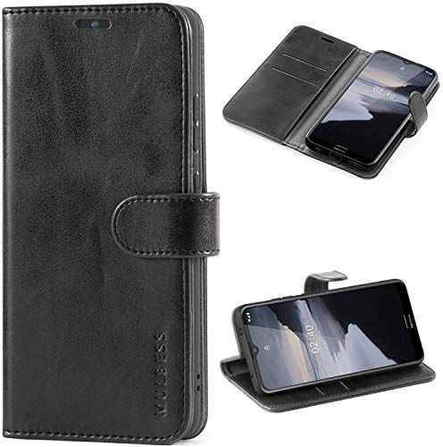 Mulbess Nokia 2.4 Case, Nokia 2.4 Phone Case, Vintage Flip Leather Wallet Phone Cover for Nokia 2.4, Black