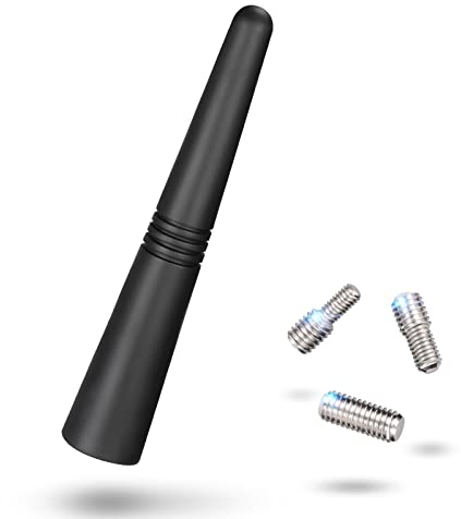 Eightwood 9.2CM Mini Car Radio Aerial Antenna ，Universal Replacement Small Short Car FM AM Aerial Stubby Antenna ，Screws M4 M5 M6