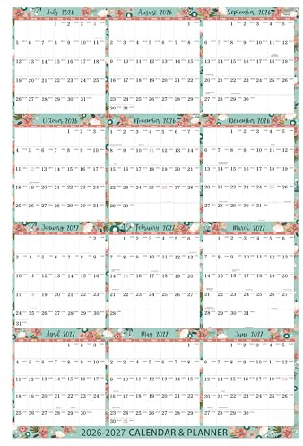 2026-2027 Calendar - Yearly 2026-2027 Wall Calendar, July 2026 - June 2027, 22.4''x34.6, Paper Folded Wall Calendars, Large Wall Calendar 12 Month One