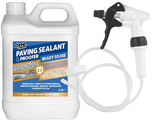 One Chem - Paving Sealant and Proofer - 2.5 Litre Water Seal - with Long Hose Trigger - Breathable, Colourless Waterseal for Brick, Wood and Stone