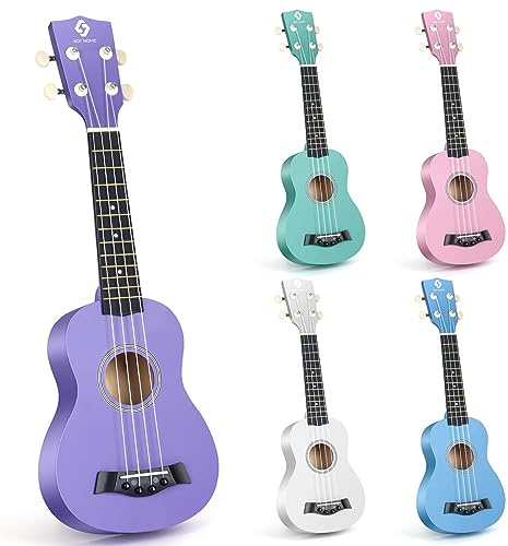 Soprano Ukulele for Beginners, Hawaiian Ukulele 21 Inch Basswood,4 - Strings Guitar Ukulele for kids Adult Student, Purple