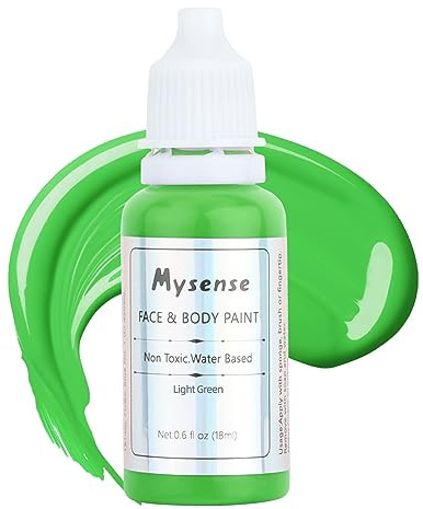 Mysense Light Green Face Body Paint,Water Based Washable Non-toxic Cream Body Paint for Adults,Professional Face Painting for Halloween Costume SFX Cosplay Witch Makeup,0.6OZ (18ml)