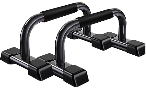 ERRULAN Liegestützgriffe Leichte Liegestützständer for Fliesen-/Holz-/Betonböden, 2er-Pack, Liegestütz-Balance-Stretch-Ausrüstung, Handstand-Parallettestangen (Color : Black)