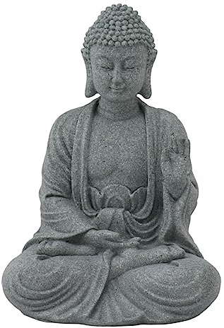 HERCHR Estatua De Buda, Escultura De Buda De Piedra Arenisca Verde, Estatuilla Sentada Budista Antigua, Adorno para Decoración De Sala De Estar(2)