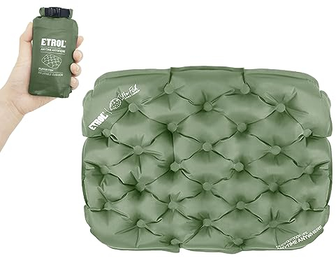 ETROL Aufblasbares Sitzkissen, Tragbares leichtes Reise-Luftsitzkissen - 17.3''x13.4''x2'', Feuchtigkeits- und Wasserbeständige Campingstuhlmatte für Outdoor Büro Stadion Bleicher Flugzeug Auto