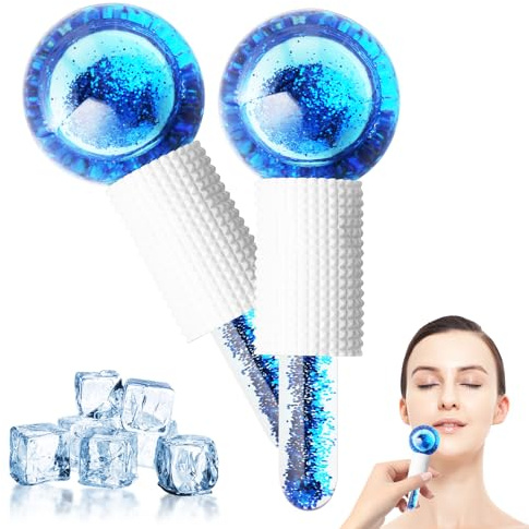 Rullo di Ghiaccio Facciale, GeeRic Palla Rullo di Ghiaccio per Viso/Occhi Massaggiatori di Pelle Apparecchi per Tonificare Viso Serrare e Tonificare Pelle Alleviare Gonfiore Viso Riduci i Pori (Blu)