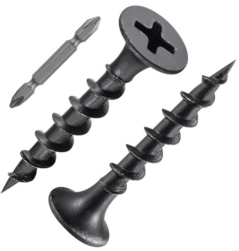 ORTAVA 200 tornillos para montaje rápido, M4 x 25 mm, fosfatados, rosca gruesa con punta de tornillo, tornillos para aglomerado con cabeza de trompeta y accionamiento en cruz, color negro