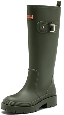 Yenxapei Gummistiefel Damen Lange Stiefel, Original Wasserdicht Hohe Rutschfeste, Sicherheitsstiefel Gummischuhe Bequeme Gartenschuhe Für den Innen- und Außenbereich,Grün,39.5EU