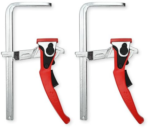 tonchean Lever Clamp Track Saw Rail Clamps Ratcheting Table Clamp Metal Lever Clamps for Woodwork, F Bar Clam-p 160mm Capacity and 60 mm Throat Depth for Workbench DIY Project