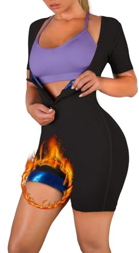 DEHORU Women Sauna Suit Waist Trainer 3 in 1 Slimming Full Body Shaper Workout Top for Weight loss