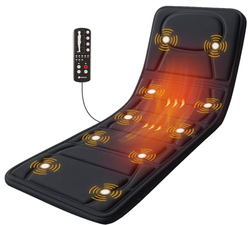 CooCoCo Full Body Massage Mat with Heat, 10 Motors Vibrating Massager for Back Neck Shoulder, Heating Pad for Chair, Gifts for Dad Mom