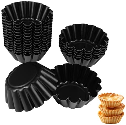 20 Pezzi 6 x 2,5cm Stampi Mini Tortine In Acciaio Al Carbonio, Stampi per Crostate Multifunzione In Acciaio Al Carbonio, Antiaderenti Forme per Crostatine, Stampi per Tortine, per Budino, Torte