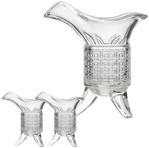 BESPORTBLE Ensemble de 3 Verres à Liqueur de Style Antique Chinois en Verre Transparent 10ml 1 Distributeur de Vin 120ml pour Whisky Vodka et Décoration de Mariage