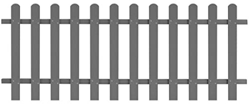 Lumanois Valla de estacas de jardín de WPC 200x80 cm, Bricolaje Vallas de jardín Cercados con estacas, Gris, 10.3kg