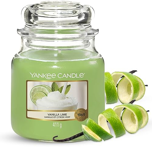 Yankee Candle Duftkerze im Glas (mittelgroß) | Vanilla Lime | Brenndauer bis zu 75 Stunden