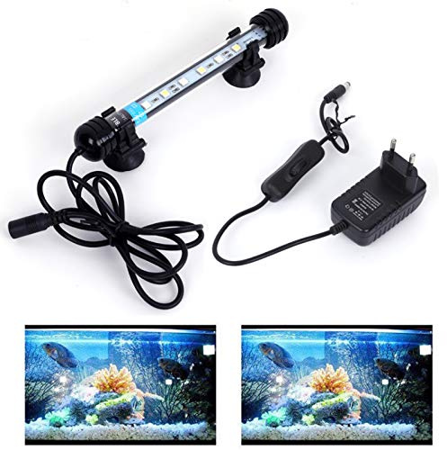 SolarNovo LED Éclairage Aquarium Lampe Tube Étanche Lighting Plongée A Economie D'energie Fish Tank Décoration RGB Couleur avec Télécommande (1.8 * 18cm, Bleu & Blanc)